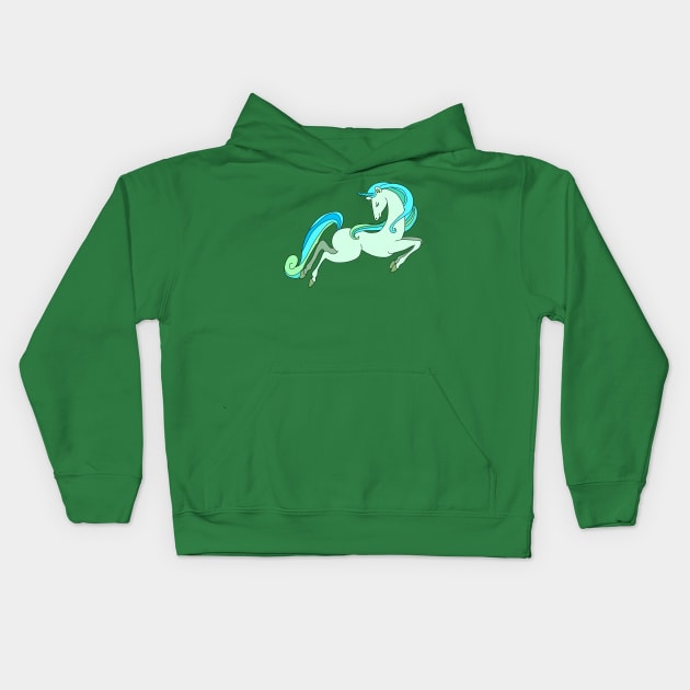 Unicorn green Kids Hoodie by JulietLake